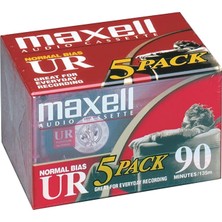 Nacario Maxell 108562 Ur-90 5pk Normal Önyargılı Ses Kasetleri 90 Dakika Kılıflı 5'li Paket