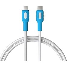 Nacario Coral Type C-C Power Delivery Hızlı Şarj Kablosu, Beyaz Kablo, Beyaz/mavi Uçlar (150 Cm)