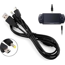 Nacario Pop Konsol Psp Şarj ve Data Kablosu Psp 1000 2000 3000 E1004 Uyumlu Playstation Portable Film Video Müzik Oyun Transfer 2in1 USB Kablo
