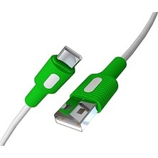 Nacario Coral USB A-C Hızlı Şarj Kablosu (Beyaz + Beyaz/yeşil Uç) (150 Cm)