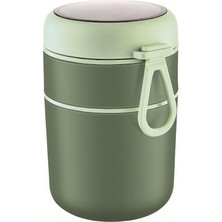 Nacario 304 Çelik Çift Katlı 680 ml Yeşil Yemek Mama Saklama Kabı (Sıcak Tutmaz) MT249YS