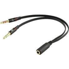 Nacario 3,5 mm Kulaklık Mikrofon Ses Y Dağıtıcı Kablo 1 Dişiden Çift Erkek Mikrofon Ses (Siyah, 13 cm - 2 Adet)