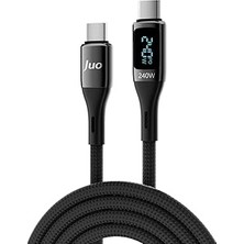 Nacario Juo 240W Dijital LED Ekranlı E-Mark Çipli Pd 3.1 USB Type-C To Type-C Hızlı Şarj ve Data Kablosu 2 Metre