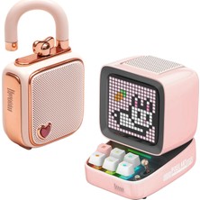 Nacario Divoom Ditoo Pro Bluetooth Hoparlör ve Ses Kayıt Özellikli Lovelock Hediye Seti, Pembe