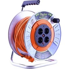 Nacario Bylion IP20 Metal Makaralı Seyyar 4 Prizli Uzatma Kablosu 3x2.5 mm Cca Kablo 40 Metre Termal Sigorta