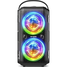 Nacario Bluetooth Hoparlör, W-Kıng 80W Taşınabilir Kablosuz Hoparlör Kutusu Müzik Kutusu, Güçlü Bas, Güçlü 105DB Ses, Karışık Renkli LED Işıkları, USB Çalma, 24 Saat Çalma Süresi