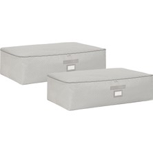 Nacario Ocean Home Textile 2'li Mega Boy Gri Balıksırtı Baza Altı Hurç Set 74 x 46 x 22 cm