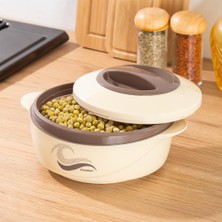 Nacario Porsima 3149 1000 ml Yemek Termosu - Sızdırmaz Kilitlenebilir Kapak Paslanmaz Çelik Sefer Tası - Krem