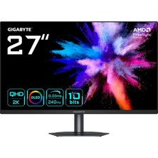 Nacario Gıgabyte GO27Q24 26,5" Qd-Oled Gaming Monitor, Qhd (2560X1440), 240Hz, 0.03MS Gtg, HDMI 2.0 & Dp 1.4, HDR10 400 Nits, 99% Dcı-P3, Usb-C, Freesync Premium Pro, G-Sync Compatible