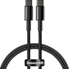 Nacario Baseus Tungsten Altın Hızlı Şarj Veri Kablosu Type-C - Type-C 100W 1m - Siyah Catwj-01