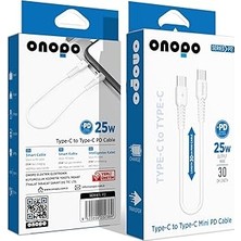 Nacario Onopo P2 Type-C To Type-C Mini Pd 25W Hızlı Şarj ve Data Kablosu | 30CM | Android Uyumlu | 480MBPS Veri Aktarımı