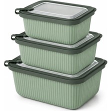 Nacario Vakumlu Silikon Kapaklı Plastik Saklama Kabı Seti, 3.5 Litre, Mikrodalga ve Derin Dondurucu Için, Gıda Depolama Kutusu, Mutfak Düzenleyici Organizer (600/1100/1800 Ml) (Yeşil, Dikdörtgen)