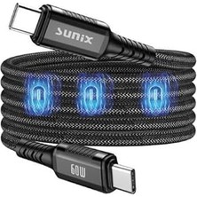 Nacario Sunix 60W Mıknatıslı Usb-C Data ve Şarj Kablosu Ip-25