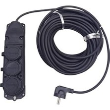 Nacario Siyah Renk Topraklı Kauçuk Seyyar Elektrik Kablosu Cca 3 x 2,5 mm 10 mt 3 Lü Priz