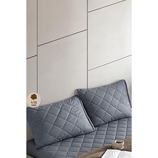 Nacario Formeya %100 Pamuk Kapitone Yastık Koruyucu Kılıf 2 Adet 50 x 70 (Gri)