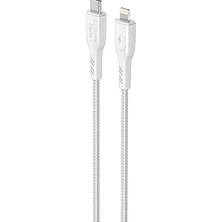 Nacario Knıt 30W Hızlı Şarj Destekli, Type-C To Lightning Şarj ve Data Aktarım Kablosu, 1 Metre, Beyaz