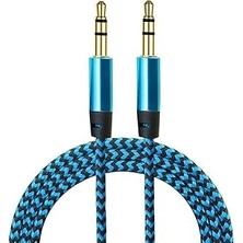 Nacario Diwu Aux Stereo 3.5mm Data Ses Örgü Kablo Mavi