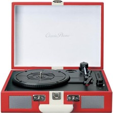 Nacario Lenco Classic Phono TT-110 Kırmızı Hoparlörlü Bluetoothlu Retro Pikap Plak Çalar
