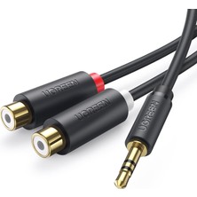 Nacario Ugreen 3.5mm Erkek - 2 Rca Dişi Jaklı Stereo Ses Kablosu Y Adaptörü Altın Kaplama Kulaklık Kablosu, 25CM, 10547