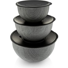 Nacario Bambum Rose Wood 3'lü Metal Karıştırma Kabı - Antrasit