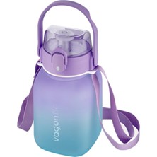 Nacario Vagonlife 1100ML Çocuk Askılı Pipetli/pipetsiz Kullanım Çift Renk Softtouch Motivasyon Matarası Çıkartma Hediyeli