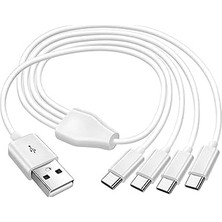 Nacario 4768 4 In 1 USB Tip-C Şarj Kablosu Çoklayıcı 1 Metre