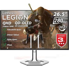 Nacario Lenovo Legion Pro 27Q-10 26.5" 0.03 Ms (Gtog) 280Hz (2xhdmı-Dp) Amd Freesync Premium Pro Qhd 2560X1440 Pivot Qd-Oled Panel Monitör 68CFGACBTK
