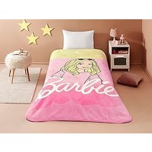 Nacario Taç Barbie Malibu Çizgi Film Karakteri Pamuk-Polyester Karışım Battaniye, Sarı, Pembe, Tek Kişilik