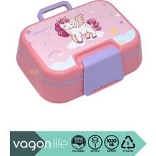 Nacario Vagonlife Bento 1030ML Lunchbox Tek Katlı 3 Bölmeli Pp Plastik Sefer Tası Yemek Kutusu (Pembe)