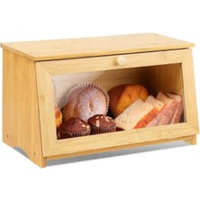 Nacario Promosyonca Bambu Ekmek Kutusu, Doğal Bambu Malzeme, Yuvarlak Saplı, 39X23X18 cm