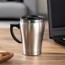 Nacario Porsima 05550 Paslanmaz Çelik Kupa Sızdırmaz Çelik Termos Araç Termosu El Termosu Yalıtımlı Bardak 350ML -Gümüş
