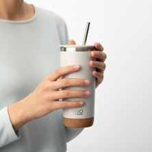 Nacario Deconox 590 ml Paslanmaz Çelik Pipetli Termos Kupa - 4 Renk Seçeneği (Siyah, Yeşil, Gri, Mavi) - Sıcak ve Soğuk Tutan Mug - Araç ve Ofis Bardağı (Krem)