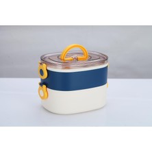 Nacario Beslenme Kutusu Iki Katlı - Paslanmaz Çelik - 1900ML Yeni Nesil Beslenme Kabı Lunch Box (Mavi)