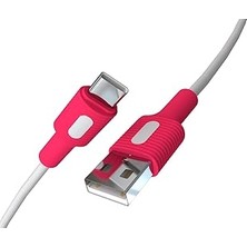 Nacario Coral USB A-C Hızlı Şarj Kablosu (Beyaz + Beyaz/pembe Uç) (150 Cm)