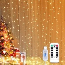 Nacario Yizhet Işık Perdesi, 3 x 3 M, LED Işık Zinciri, Perde, 8 Modlu, IP65 Su Geçirmez, Iç ve Dış Mekan Dekorasyonu, Düğün, Parti, Noel, Teras Için (300 Led, Sıcak Beyaz)