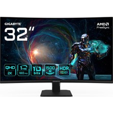 Nacario Gigabyte GS32QCA 31.5″ 180Hz 1ms HDMI Displayport Adaptive-Sync Va Curved 2k Gaming Monitör