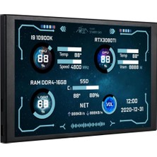Nacario Turing Smart Display 8 Inç Siyah Ikincil Ekran, 1280X800 USB Type-C/usb 9 Pin Mini Bilgisayar Durum Ekranı, Windows 10/11 Uyumlu Kasa Içi Yardımcı Ekran
