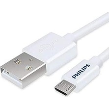 Nacario Philips Micro USB Hızlı Şarj ve Data Kablosu Beyaz 1 Metre