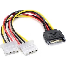Nacario 30 cm 15 Pin Sata Erkek To 2x 4 Pin Dişi Molex Kablo 15 Pin Erkek 2x 4 Pin Dişi Molex 30 cm Sata Kablo