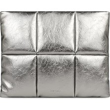 Nacario Comfyable Puffy Dizüstü Bilgisayar Kılıfı 13 Inç 14 Inç, Kadınlar Için Puffer Laptop Taşıma Çantası, MacBook Air M3 2024 M2 M1 ile Uyumlu Yastık Kılıfı, MacBook Pro 13'ü 14 Inç, Pu Deri Kapak, Gümüş