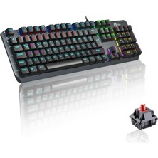 Nacario Lecoo GK301 USB Kablolu Red Switch Mekanik Oyuncu Klavyesi - Makro Tuş Atamalı, Rgb LED Aydınlatmalı, Qwerty Türkçe Tuş Dizilimi, Gaming Türkçe Q Klavye Metalik Gri