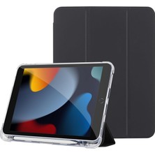 Nacario Klasse Apple iPad 10.2 Inç (2019/2020/2021) Modellerinin Tümüyle Uyumlu Uyku Modlu, Apple Pencil Kalemlikli, Trifold, Esnek, Mat, Darbeye Tam Dayanıklı Smart Tablet Kılıfı (Siyah)