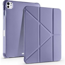 Nacario Zore Apple ile Uyumlu iPad Pro 11 2024 Kılıf Zore Tri Folding Kalem Bölmeli Standlı Kılıf Mor