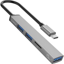 Nacario Orıco Type-C To 3 Portlu USB 3.0 Çoklayıcı Tf Micro Sd Kart Okuyucu Hub
