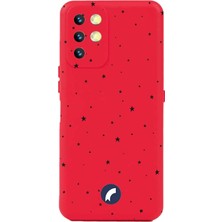 Nacario S19 Max ile Uyumlu Kamera Korumalı Silikon Kılıf, Kırmızı, Yıldız Baskılı
