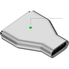 Nacario Livx Type-C - Magsafe 3 ile Uyumlu Manyetik Şarj Adaptörü Çevirici 140W Hızlı Şarj Desteği, LED Göstergeli Gümüş Sfu-3