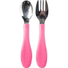 Nacario Babyjem Paslanmaz Çelik Çatal Kaşık Seti Pembe