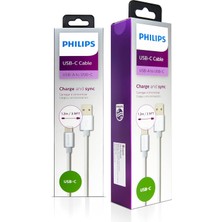 Nacario Philips USB - USB C Şarj Kablosu, 1.2 Metre, Deri, Siyah (DLC2528M)