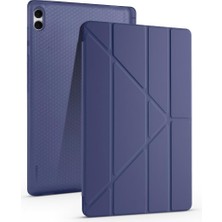 Nacario Zore Galaxy ile Uyumlu Tab S11 Ultra Kılıf Zore Tri Folding Kalem Bölmeli Standlı Kılıf Lacivert