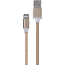 Nacario Philips USB - Lightning Şarj Kablosu, 1.2 Metre, Mfı Lisanslı, Örgü, Altın (DLC2508G)